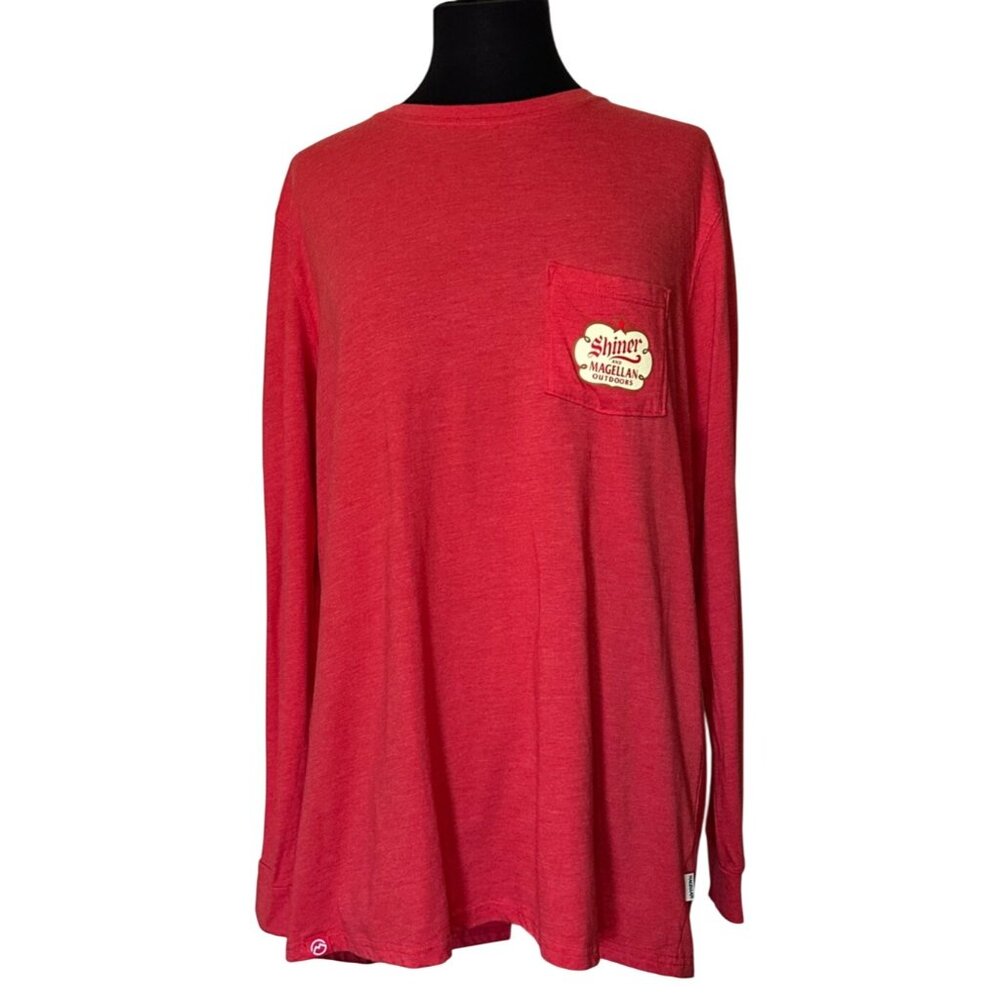 Magellan Outdoors Fish Gear Red Long-Sleeved Shirt Boyfriend Fit Women's Size XL